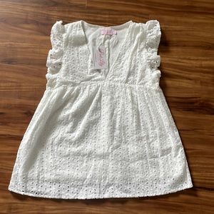 Pink Lily nwt white eyelet top